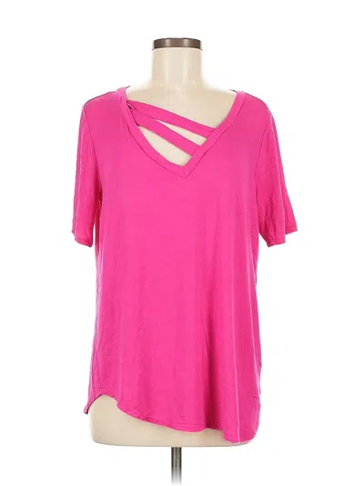 Pre-owned Bibi Short Sleeve Top Pink Cold Shoulder Neckline Tops