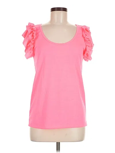 Pre-owned Bibi Short Sleeve Top Pink Sweetheart Neckline Tops
