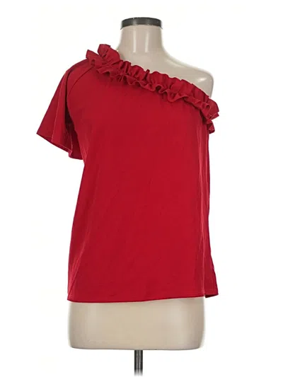 Pre-owned Bibi Short Sleeve Top Red One Shoulder Neckline Tops
