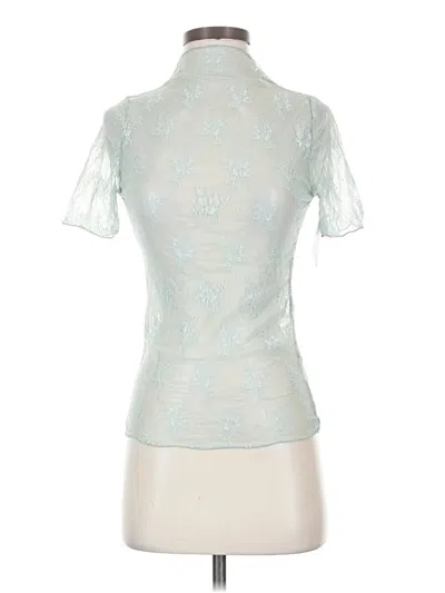 Bibi Short Sleeve Top Teal Mock Neckline Tops In Blue