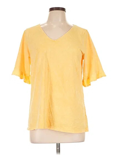 Pre-owned Bibi Short Sleeve Top Yellow V-neck Tops