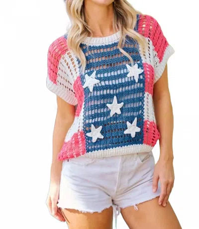 Bibi Show And Freedom Crochet Top In American Flag In Multi