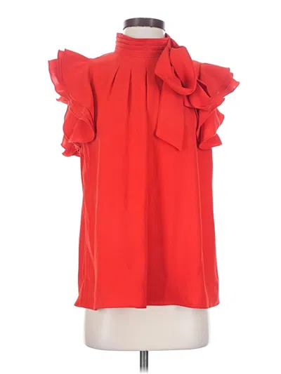 Pre-owned Bibi Sleeveless Top Red Ruffles Neckline Tops