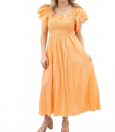 Bibi Smocked Layer Dress In Peach In Orange
