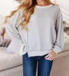 Bibi So Compelling Contrast Detail Pullover In Grey In Gray