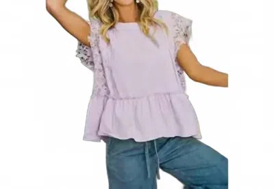 Bibi Solid Jersey Tiered Top With Lace In Lilac In Pink