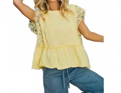 Bibi Solid Jersey Tiered Top With Lace In Sunshine In Yellow