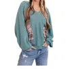 Bibi Southwest Sunrise Patchwork Hoodie In Green In Green