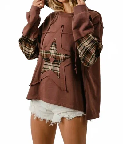 Bibi Star Memories Long Sleeve Hooded Top In Brown