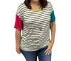 Bibi Striped Tee Top In Fuchsia/teal/mustard In Multi