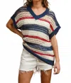 Bibi Stripes Drop Shoulder Open Knit Top In Multi In Multi