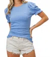 Bibi Susan Ruffled Top In Blue In Blue
