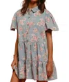 Bibi Sweet Magnolia Denim Dress In Blue In Blue