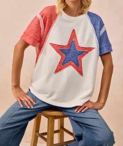 Bibi Terry Cut Usa Star Top In White Multi
