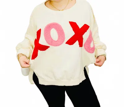 Bibi Terry Xoxo Patchwork Top In Ivory In White