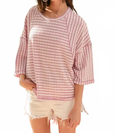 Bibi Textured Striped Top In Orchid Purple In Pink
