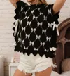 Bibi The Marie Bow Sweater Vest In Black & White In Black