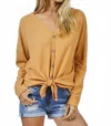 Bibi Thermal Knit Tie Top In Mustard In Yellow