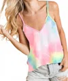Bibi Tie Dye French Terry Tank In Pink In Multi