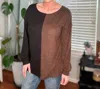 Bibi Transition Color Block Top In Black/ Brown