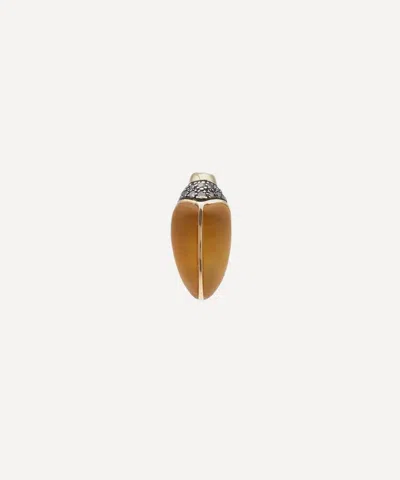 Bibi Van Der Velden 18ct Gold Mini Scarab Citrine Stud Earring In Multi