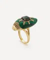 Bibi Van Der Velden 18ct Gold Scarab Malachite And Green Tourmaline Ring In Multi