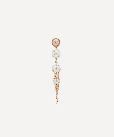 Bibi Van Der Velden 18ct Rose Gold Jellyfish Quartz And White Pearl Drop Earring