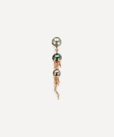 Bibi Van Der Velden 18ct Rose Gold Jellyfish Tahitian Pearl And Diamond Drop Earring