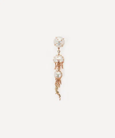 Bibi Van Der Velden 18ct Rose Gold Jellyfish White Pearl And Diamond Drop Earring