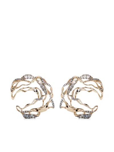 BIBI VAN DER VELDEN 18K YELLOW GOLD SMOULDER DIAMOND SAPPHIRE AND SPINEL EARRINGS