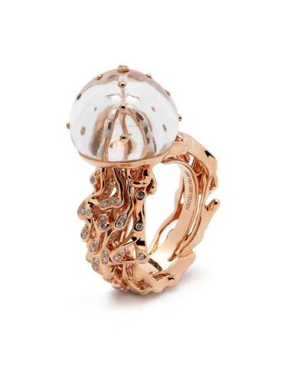 Bibi Van Der Velden 18kt Rose Gold Diamond Ring In Pink