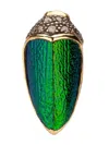 Bibi Van Der Velden Women's Mini Scarab 18k Gold Silver Enamel And Diamond Single Earring In Green