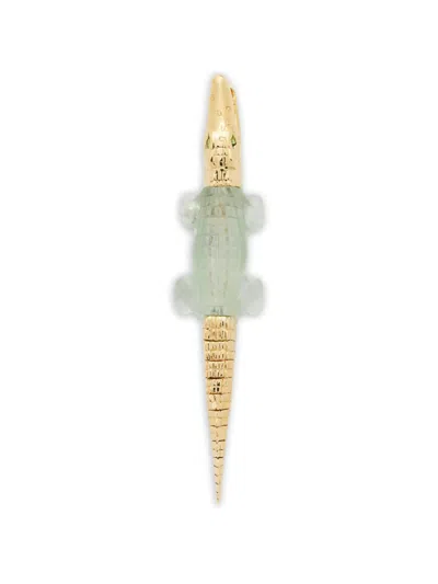 Bibi Van Der Velden Alligator Amethyst Aarring In Gold