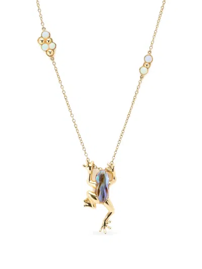 Bibi Van Der Velden Frog Opal And Quartz Necklace In Gold