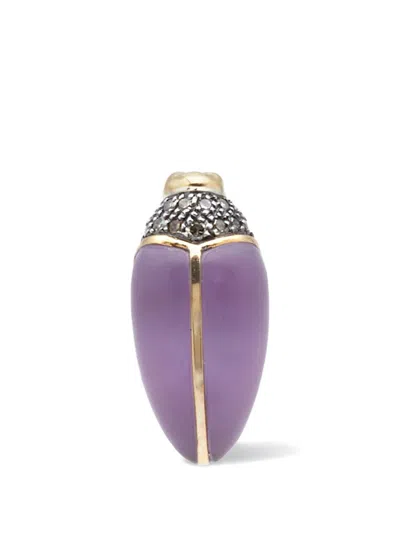 Bibi Van Der Velden Mini Scarab Amethyst Stud Earring In Pattern