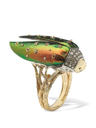 Bibi Van Der Velden Scarab Fly Multi-stone Ring In Purple