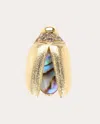 Bibi Van Der Velden Women's Abalone & Quartz 18k Gold Mini Scarab Fly Wing Stud Earring In Gold