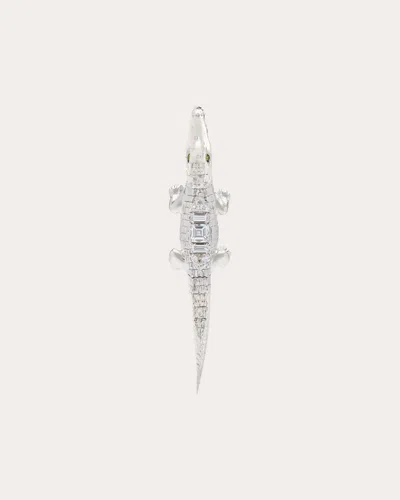 Bibi Van Der Velden Women's Diamond & Tsavorite Art Deco Alligator Bite Drop Earring In Silver