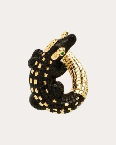 Bibi Van Der Velden Women's Ebony Wood & 18k Gold Alligator Twist Earring In Black