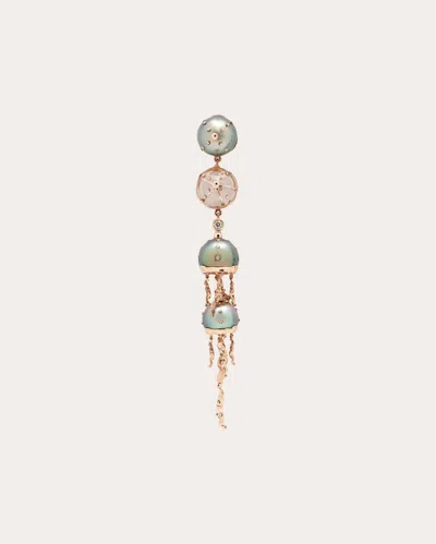 Bibi Van Der Velden Women's Jellyfish 18k Gold Tahitian Pearl Quartz And Diamond Single Earring In Pink