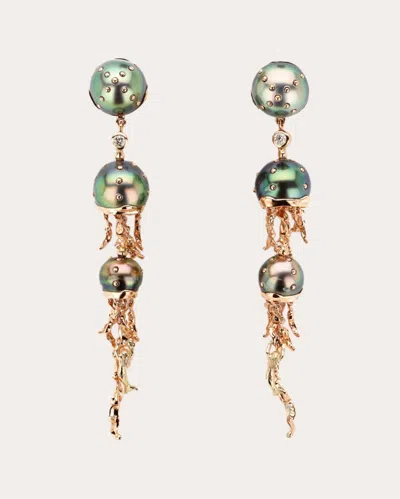 Bibi Van Der Velden Women's Jellyfish 18k Gold Tahitian Pearl Diamond Single Earring In Gold