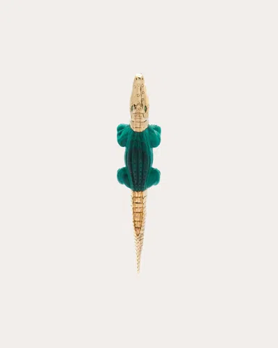Bibi Van Der Velden Women's Alligator Bite 18k Gold Malachite Single Earring In Gold/green