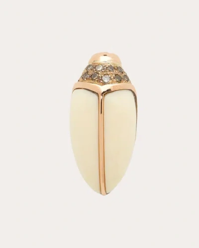 Bibi Van Der Velden Women's Mammoth Tusk & Brown Diamond Mini Scarab Stud Earring In Rose Gold/white