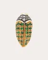 Bibi Van Der Velden Women's Mini Scarab 18k Gold Silver And Multi-stone Single Earring In Gold/green