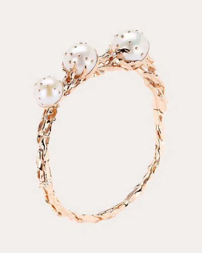 Bibi Van Der Velden Women's Pearl & Diamond 18k Rose Gold Jellyfish Bangle 18k Gold In Pink