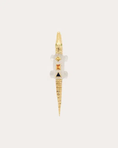 Bibi Van Der Velden Women's Quartz & Sapphire Alligator Pop Art Bite Earring In Gold