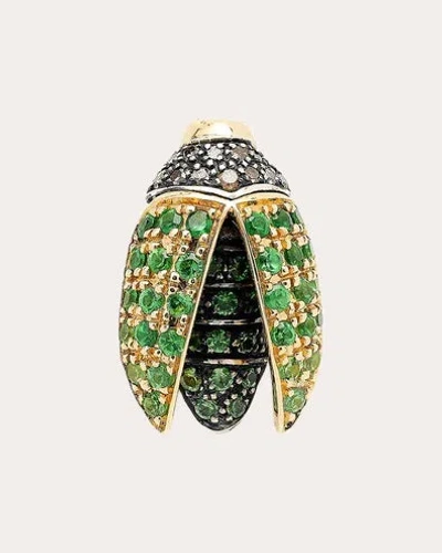 Bibi Van Der Velden Women's Tsavorite & Diamond Mini Scarab Wings Stud Earring In Green