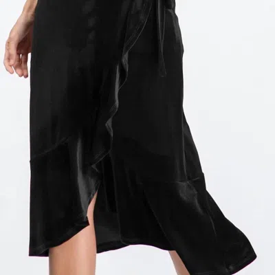 Bibi Velvet Ruffled Wrap Midi Skirt In Black
