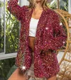 Bibi Veronica Velvet Sequins Blazer In Sangria In Yellow