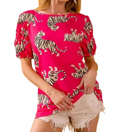 Bibi Vibrant Tiger Tee In Pink